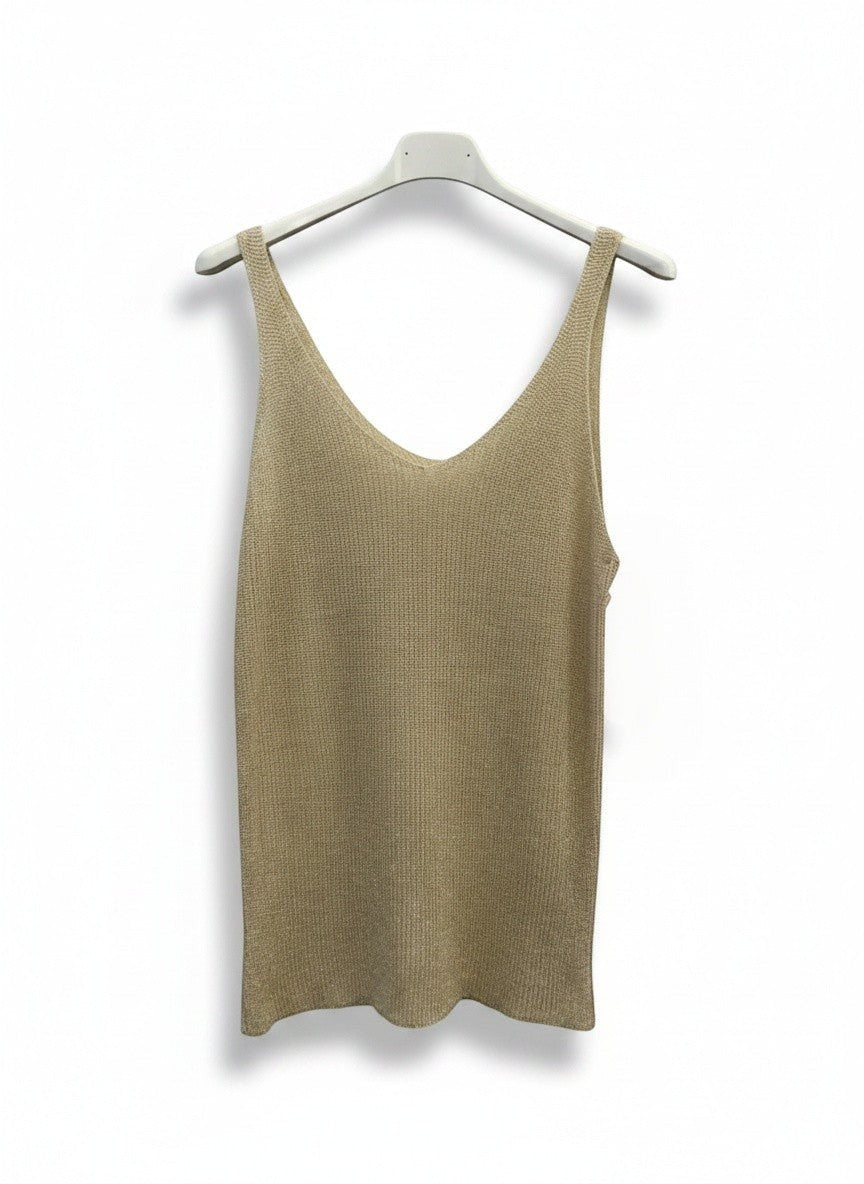 Топ  V‑neck - златисто-бежов