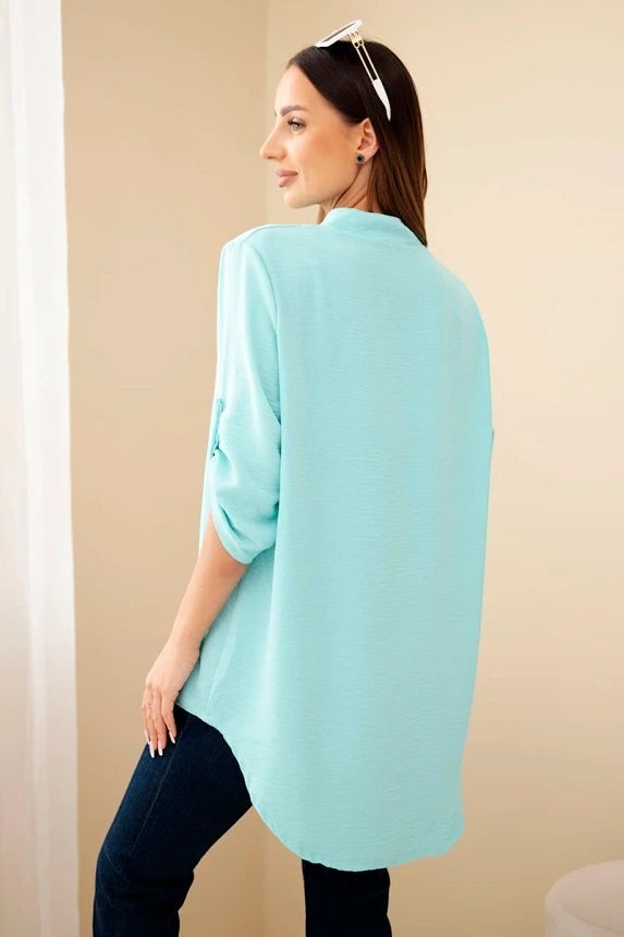 Дамска туника от вискоза в мента със свободна кройка